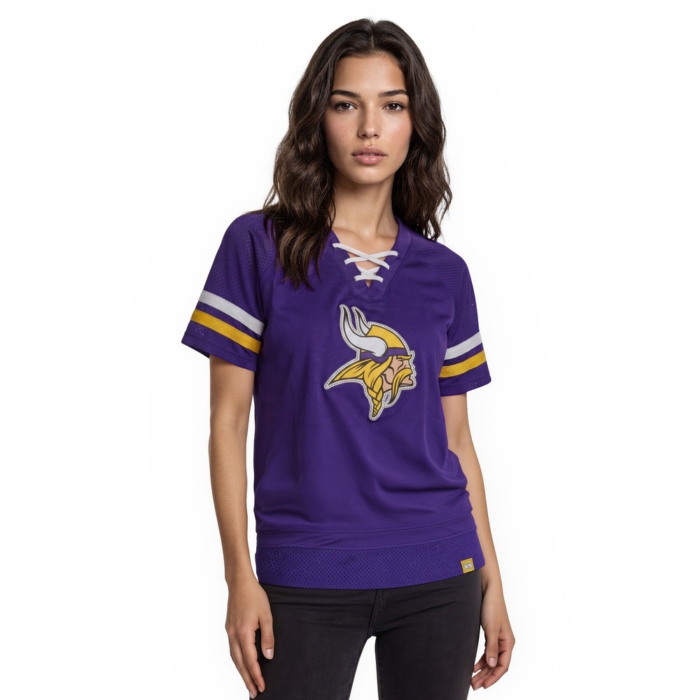 Fanatics Jersey Women's Size Medium Purple Minnesota Vikings Lace Up Mesh Top